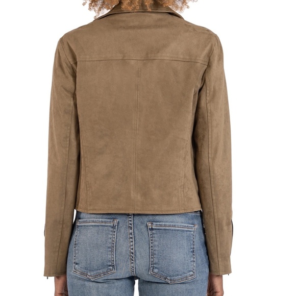 KUT from the Kloth, Edith Faux Suede Moto Jacket, Canyon (Brown/Tan) Size XS NWT - Picture 2 of 14